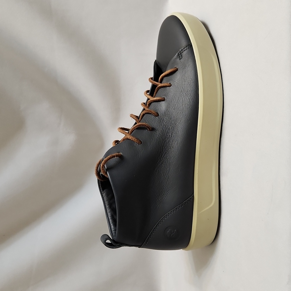 Ecco Soft 8 Low Gray Brown Leather DriTan Casual Hihh Top Sneakers (M Size 39) - Picture 2 of 15